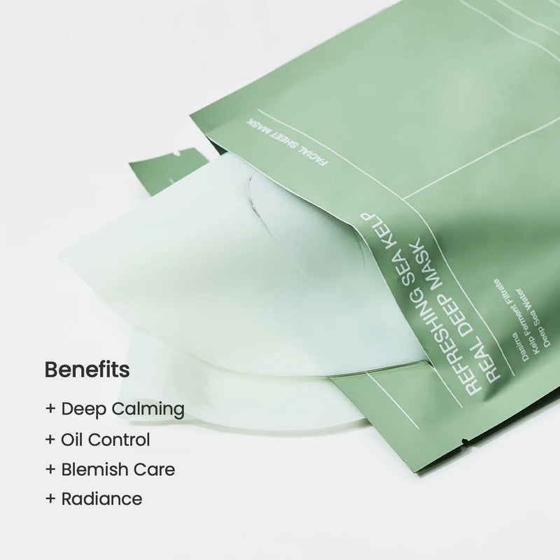 The sea-kelp clarifying hydrogel mask on the skin