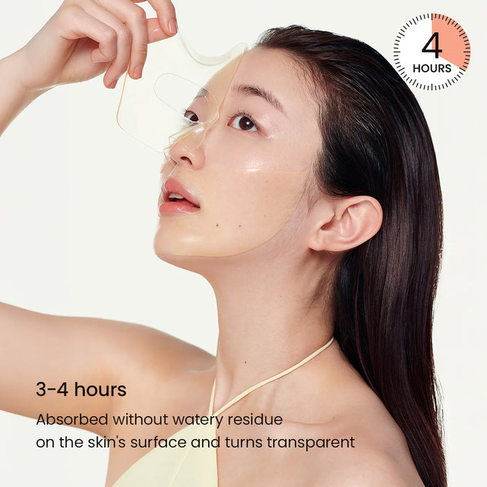 Smoothing the niacinamide hydrogel mask onto the face