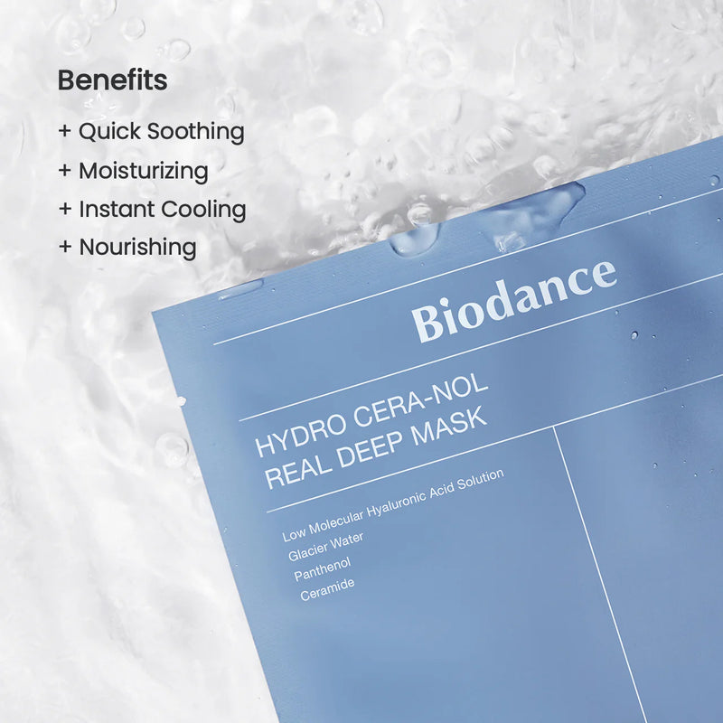The cooling ceramide hydrogel mask on the skin